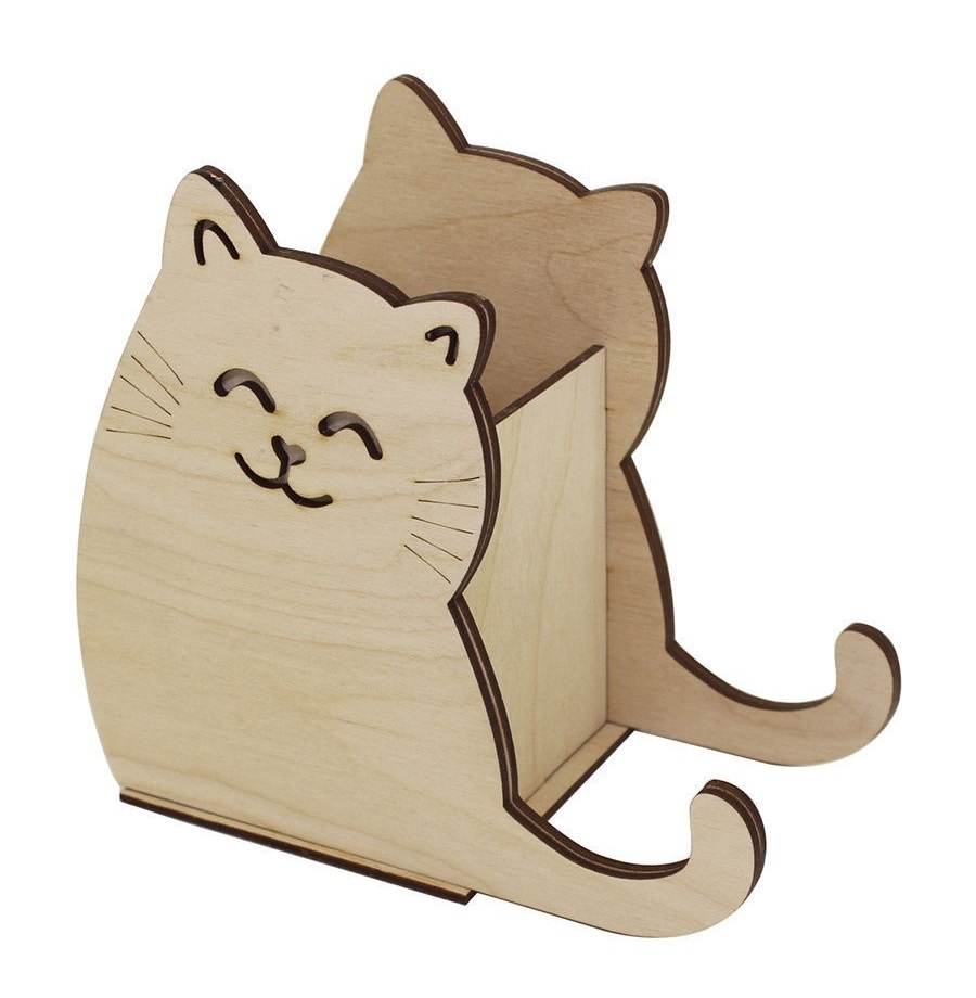 طرح جا مدادی گربه و ضخامت 3 میلی‌متر مناسب برای استفاده در دستگاه های cnc چوب و cnc لیزر - laser cut cat pencil holder 3mm cdr file