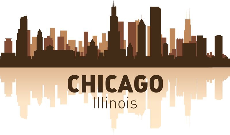 طرح سیلوئت خط افق شیکاگو از شهر مناسب برای استفاده در دستگاه های cnc چوب و cnc لیزر - chicago skyline silhouette of the city cdr file