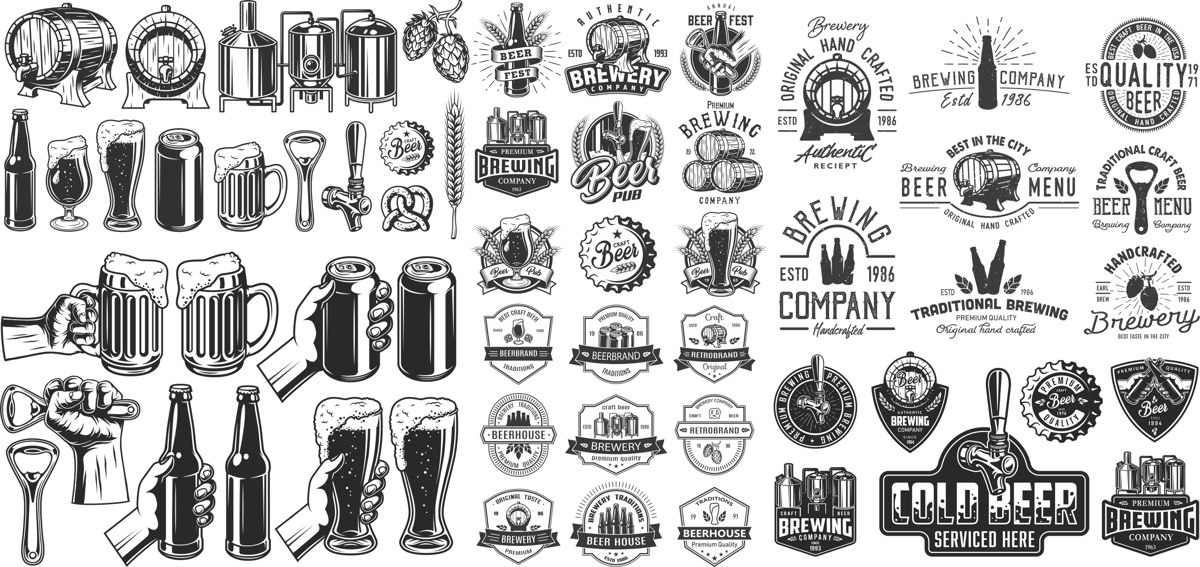 طرح المان‌های نوشابهی قدیمی مناسب برای استفاده در دستگاه های cnc چوب و cnc لیزر - retro beer elements cdr file