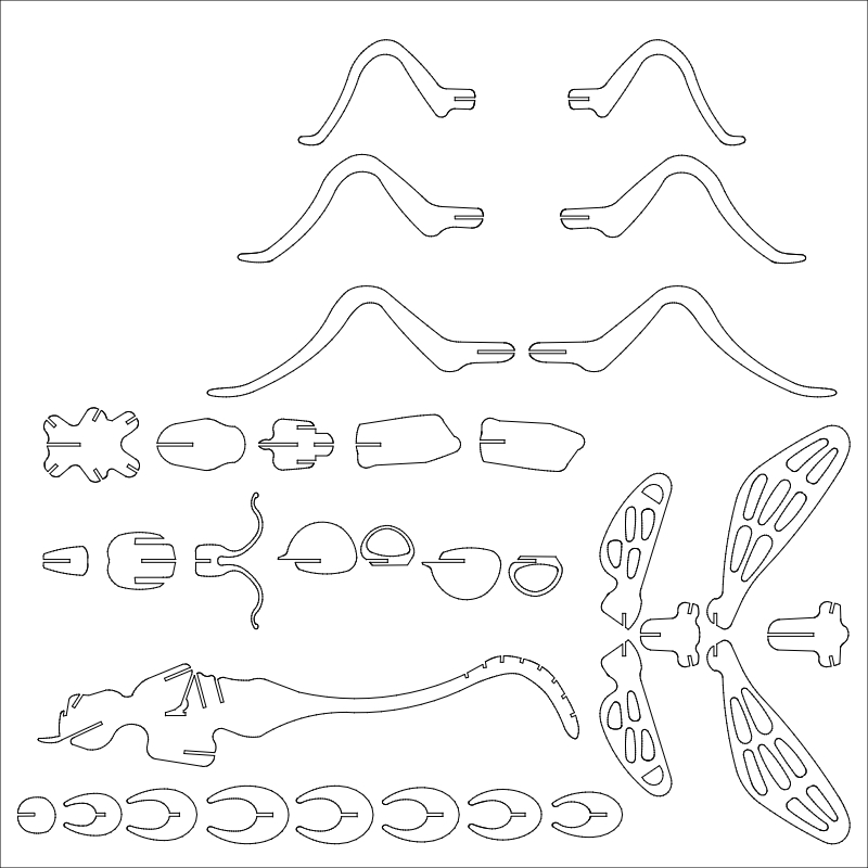 طرح گل و گیاه مدل زنبور r14 2 مناسب برای استفاده در دستگاه های cnc چوب و cnc لیزر - mud dauber wasp r14 2 dxf file