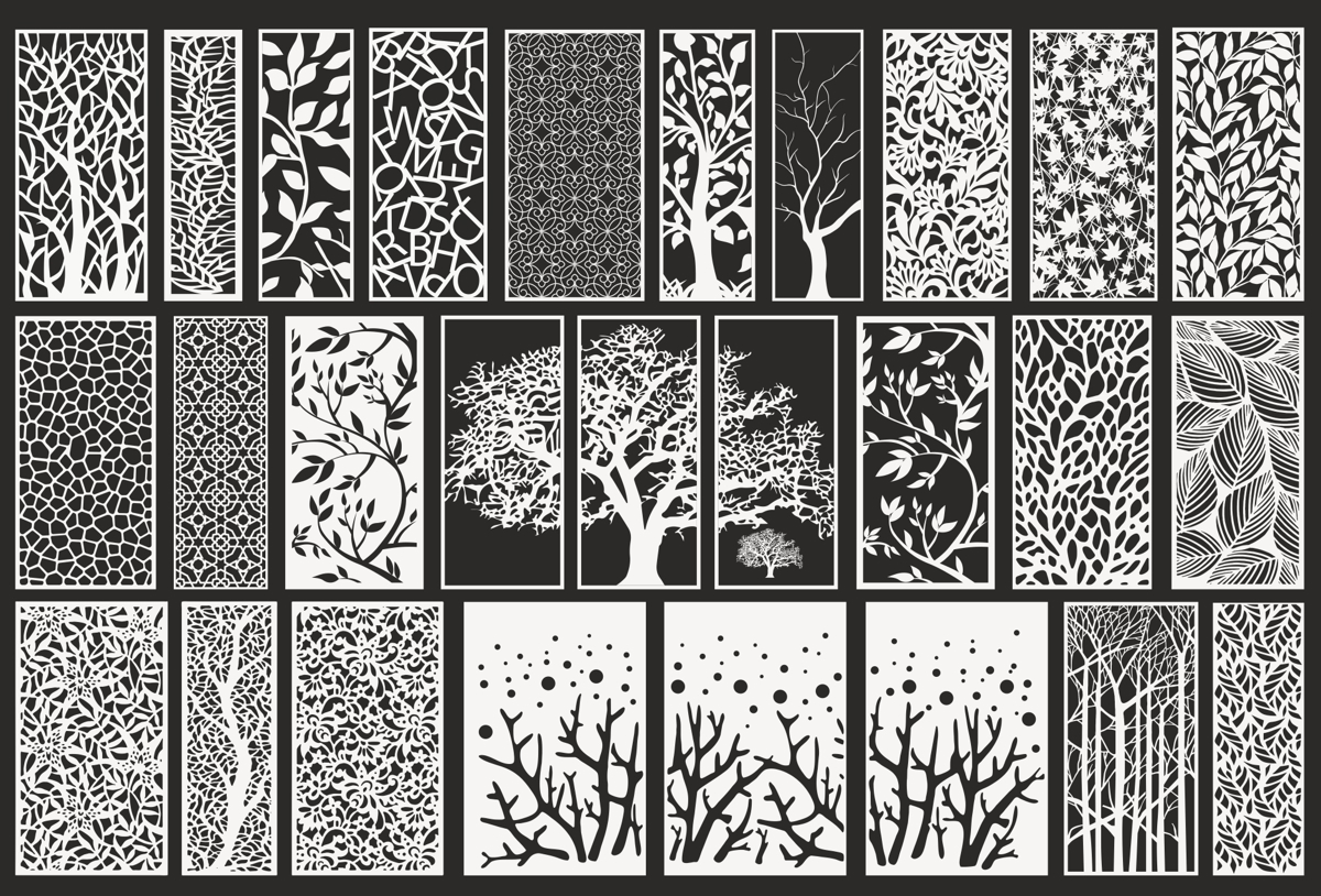 طرح مجموعه تزئینات مناسب برای استفاده در دستگاه های cnc چوب و cnc لیزر - lasercut ornament set cdr file