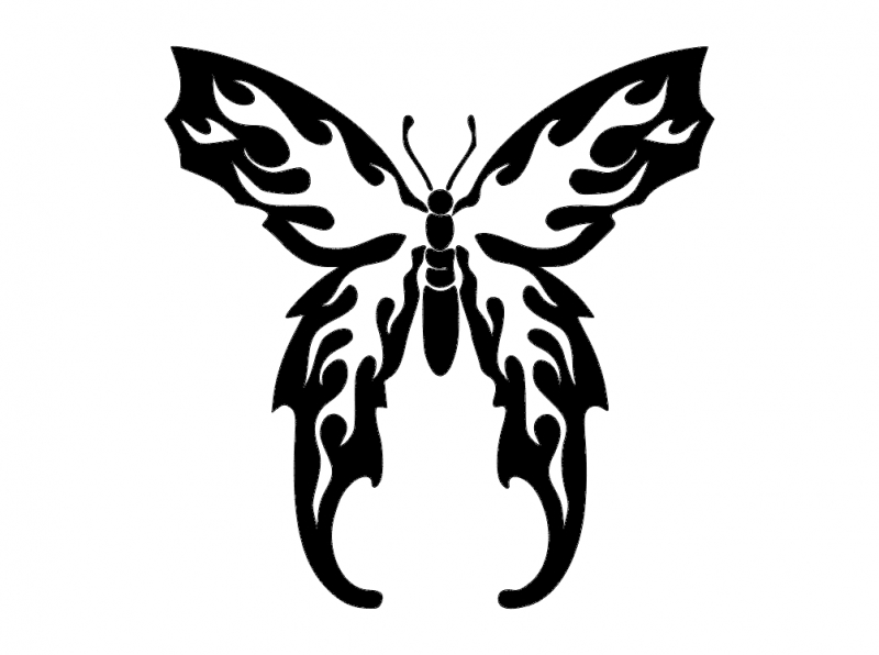 طرح پروانه شعله‌ور مناسب برای استفاده در دستگاه های cnc چوب و cnc لیزر - flaming butterfly dxf file