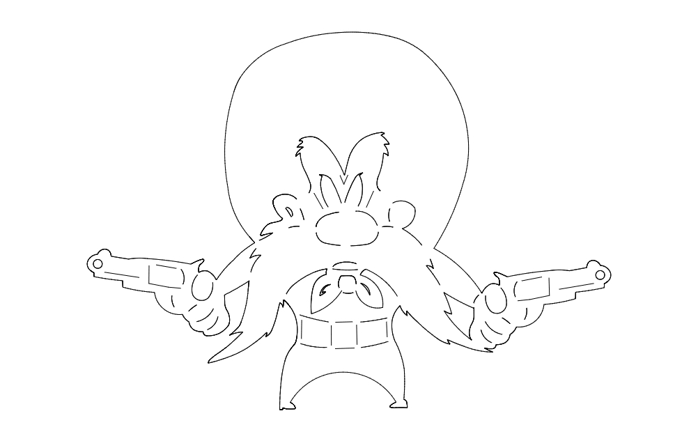 طرح یوسمیتی سام مناسب برای استفاده در دستگاه های cnc چوب و cnc لیزر - yosemite sam dxf file