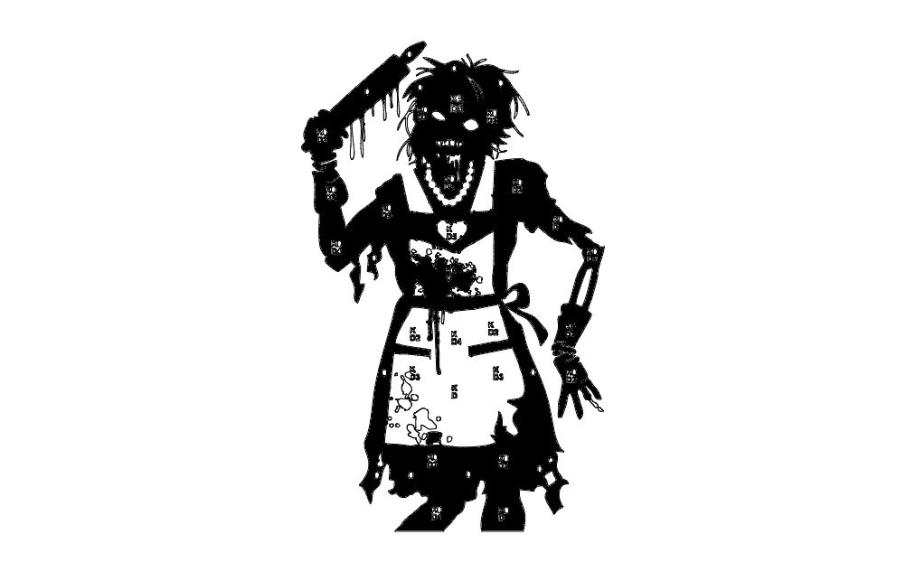 طرح همسر هدف زامبی مناسب برای استفاده در دستگاه های cnc چوب و cnc لیزر - zombie target wife dxf file