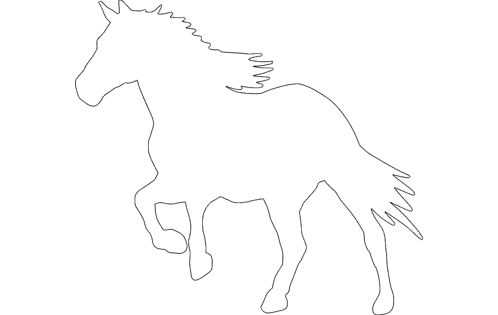 طرح اسب در حال دویدن مناسب برای استفاده در دستگاه های cnc چوب و cnc لیزر - running horse silhouette dxf file