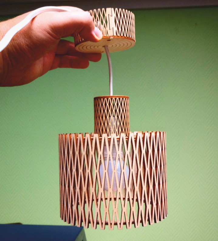 طرح چراغ آویز چوبی مناسب برای استفاده در دستگاه های cnc چوب و cnc لیزر - laser cut wood pendant light dxf file
