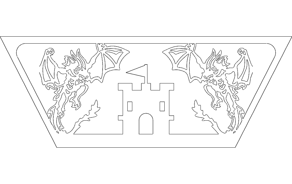 طرح سمت اژدها مناسب برای استفاده در دستگاه های cnc چوب و cnc لیزر - dragon side dxf file