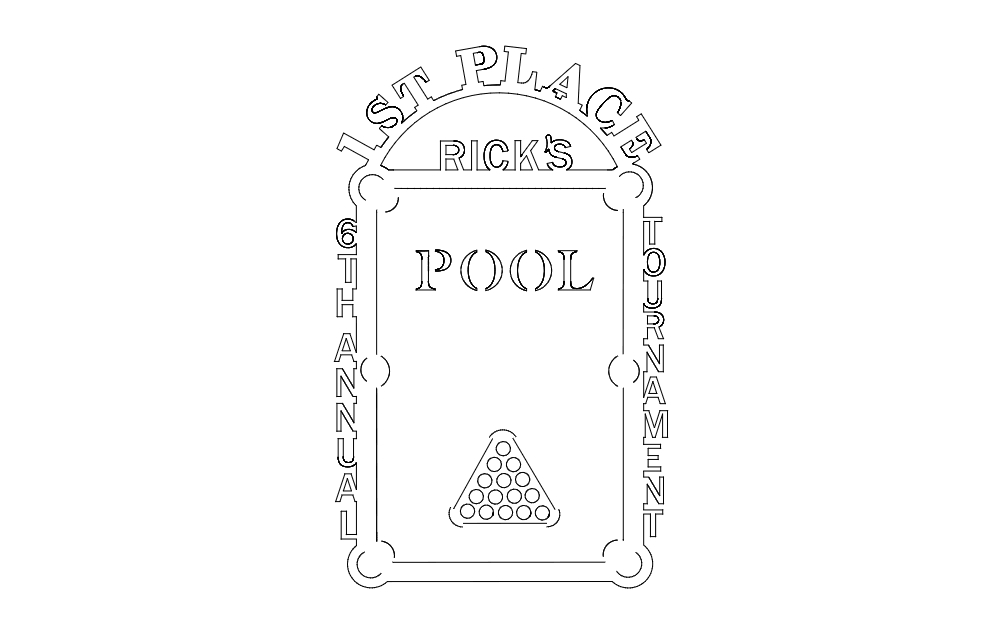 طرح جایزه استخر مناسب برای استفاده در دستگاه های cnc چوب و cnc لیزر - pool trophy dxf file