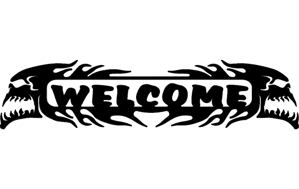 طرح جمجمه خوش آمدید مناسب برای استفاده در دستگاه های cnc چوب و cnc لیزر - welcome skulls dxf file