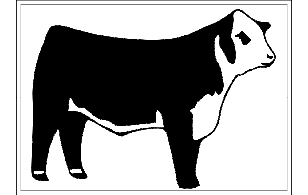 طرح گاو هرفورد مناسب برای استفاده در دستگاه های cnc چوب و cnc لیزر - hereford cattle dxf file
