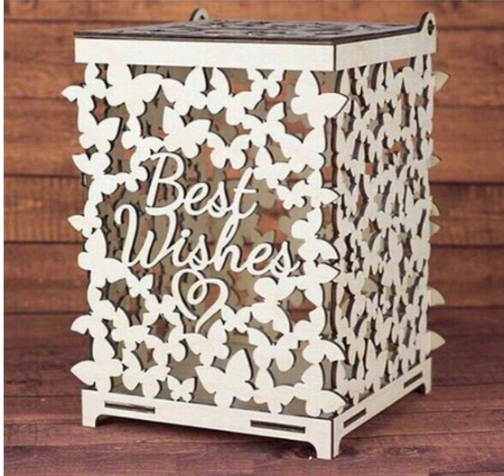 طرح جعبه عروسی برای پول با پروانه مناسب برای استفاده در دستگاه های cnc چوب و cnc لیزر - wedding box for money butterflies cdr file
