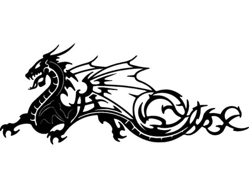 طرح اژدها ۲ مناسب برای استفاده در دستگاه های cnc چوب و cnc لیزر - dragon 2 dxf file