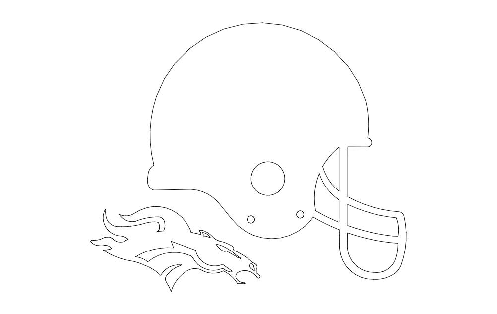 طرح سه بعدی کلاه ایمنی دنور برانکوز مناسب برای استفاده در دستگاه های cnc چوب و cnc لیزر - denver broncos helmet 3d dxf file