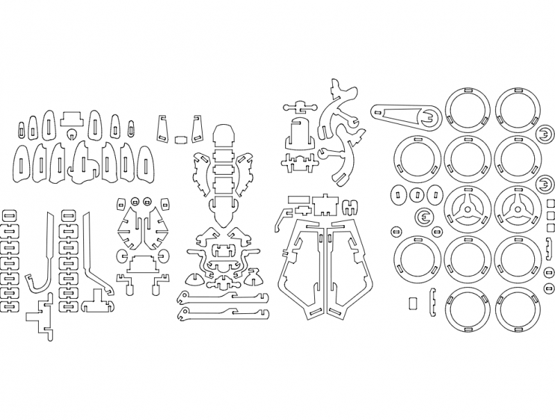 طرح هارلی آر ۶ میلی‌متری مناسب برای استفاده در دستگاه های cnc چوب و cnc لیزر - harley r 6 mm dxf file