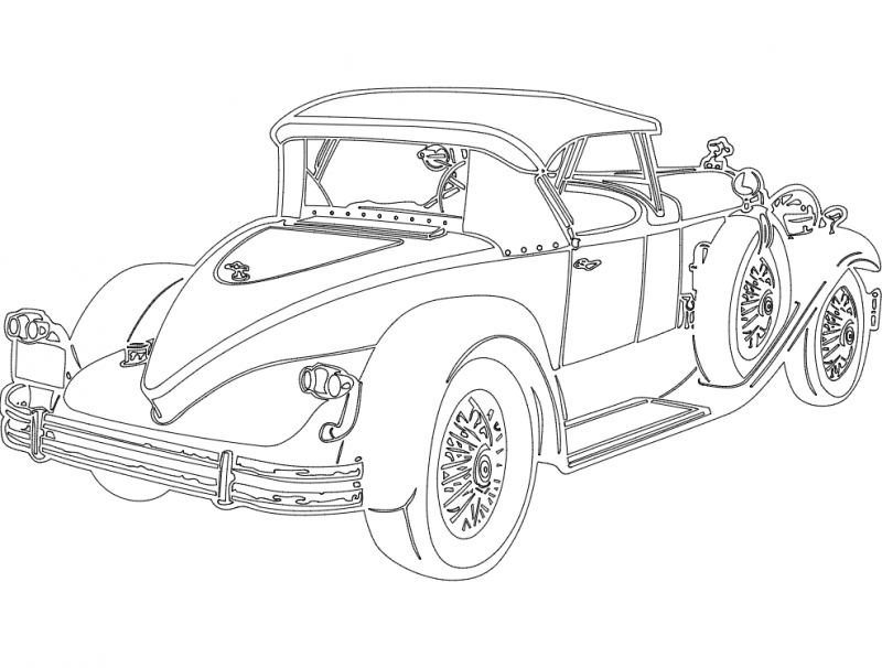 طرح ماشین قدیمی مناسب برای استفاده در دستگاه های cnc چوب و cnc لیزر - vintage car dxf file