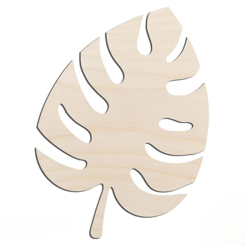 طرح چوب ناتمام به شکل برگ مانسترا مناسب برای استفاده در دستگاه های cnc چوب و cnc لیزر - laser cut unfinished wood monstera leaf shape