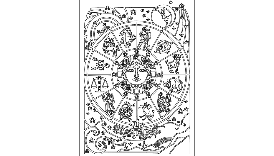 طرح برج فلکی مناسب برای استفاده در دستگاه های cnc چوب و cnc لیزر - zodiac dxf file