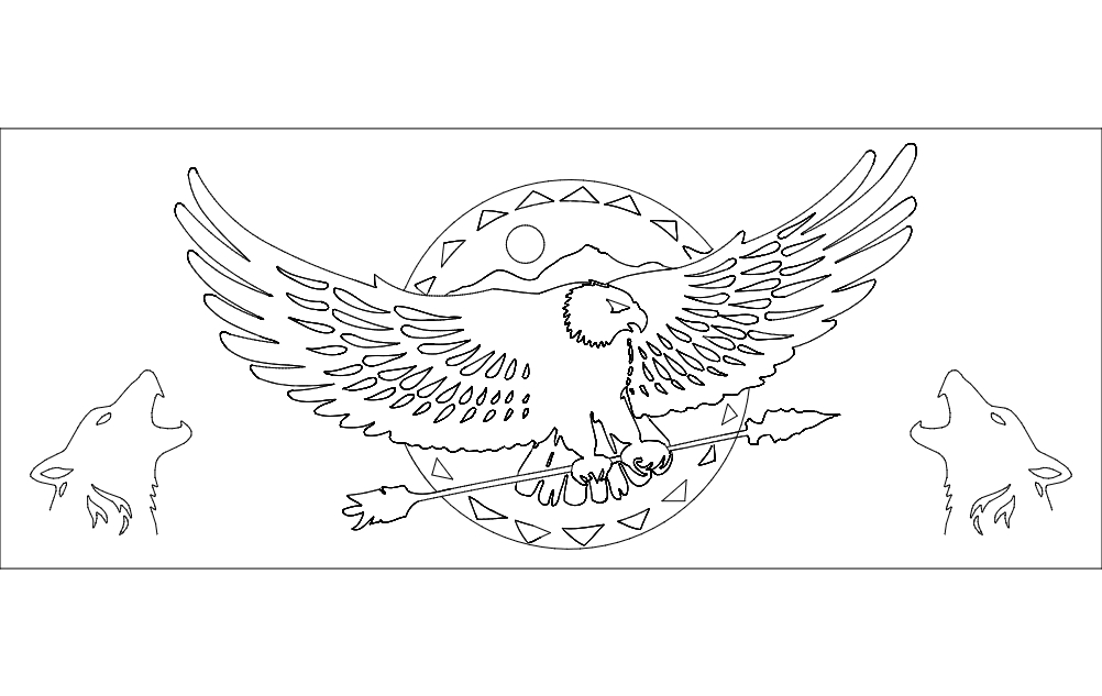 طرح بومیان آمریکا مناسب برای استفاده در دستگاه های cnc چوب و cnc لیزر - native american design dxf file