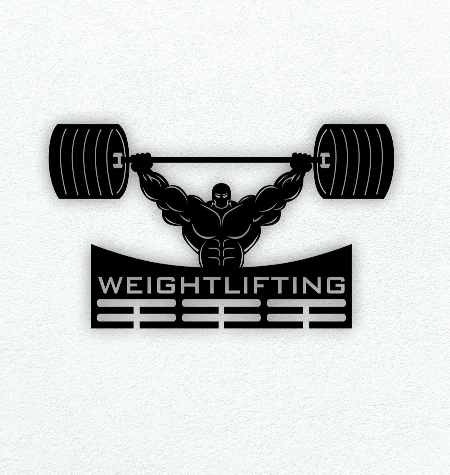 طرح آویز مدال وزنه برداری مناسب برای استفاده در دستگاه های cnc چوب و cnc لیزر - laser cut weightlifting medal hanger cdr file