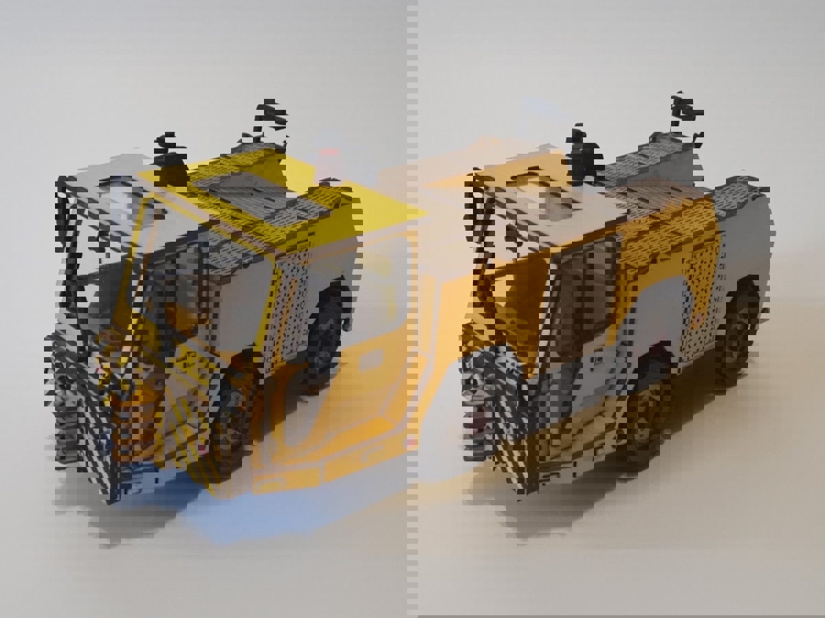 طرح پازل سه بعدی تراکتور یدک کش فرودگاه TMX 60 مناسب برای استفاده در دستگاه های cnc چوب و cnc لیزر - laser cut airfield towing tractor tmx 60 3d puzzle dxf file