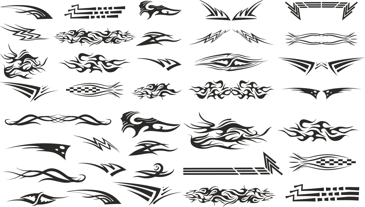 طرح مجموعه برچسب ماشین مناسب برای استفاده در دستگاه های cnc چوب و cnc لیزر - car decal set cdr file