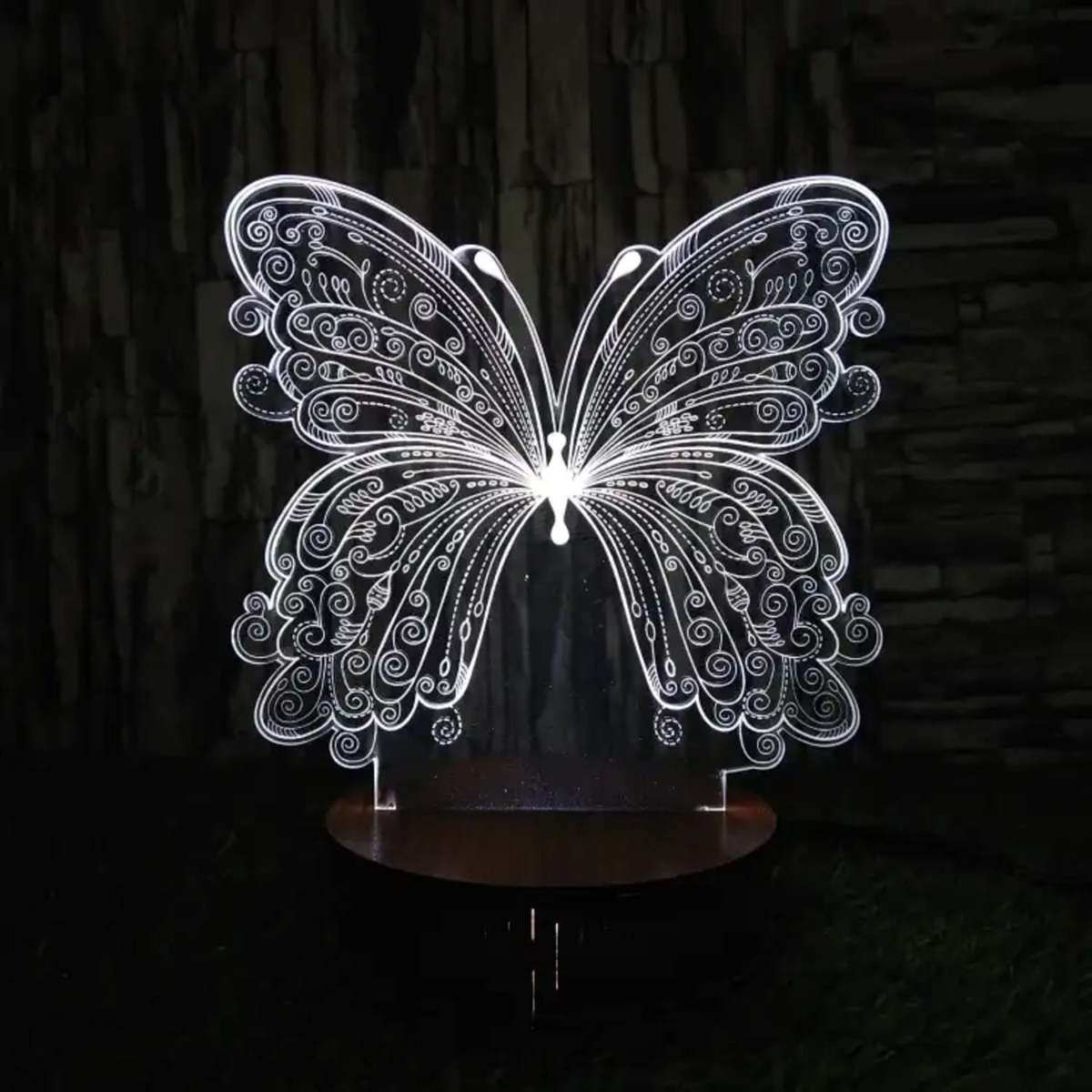 طرح چراغ خواب سه بعدی طرح پروانه مناسب برای استفاده در دستگاه های cnc چوب و cnc لیزر - laser cut butterfly 3d optical illusion night lamp cdr file