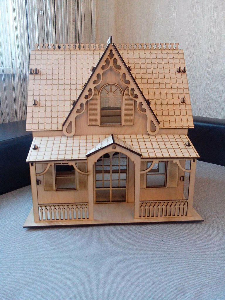 طرح مدل خانه تخته سه لا مناسب برای استفاده در دستگاه های cnc چوب و cnc لیزر - laser cut plywood model house cdr file