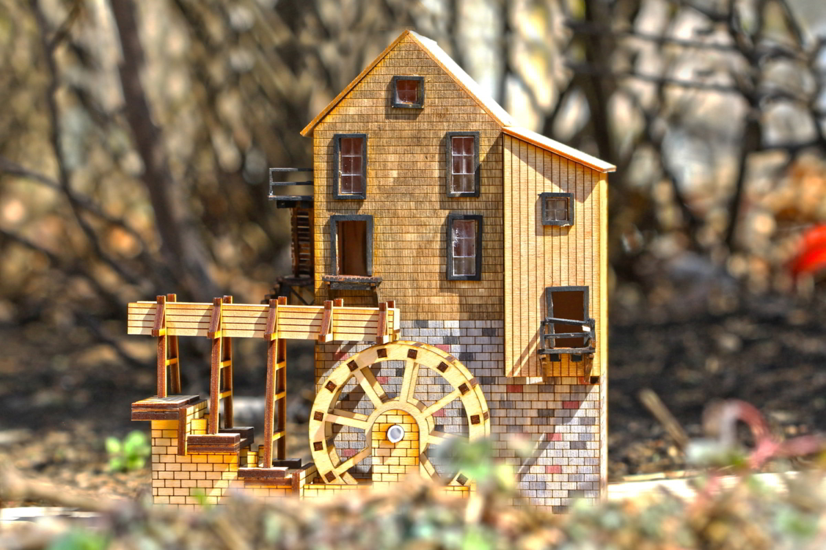 طرح آسیاب آبی مناسب برای استفاده در دستگاه های cnc چوب و cnc لیزر - laser cut water mill svg file
