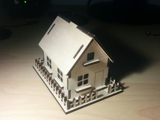 طرح خانه چوبی لایه ۳ میلی‌متری مناسب برای استفاده در دستگاه های cnc چوب و cnc لیزر - laser cut wooden house 3mm ply svg file