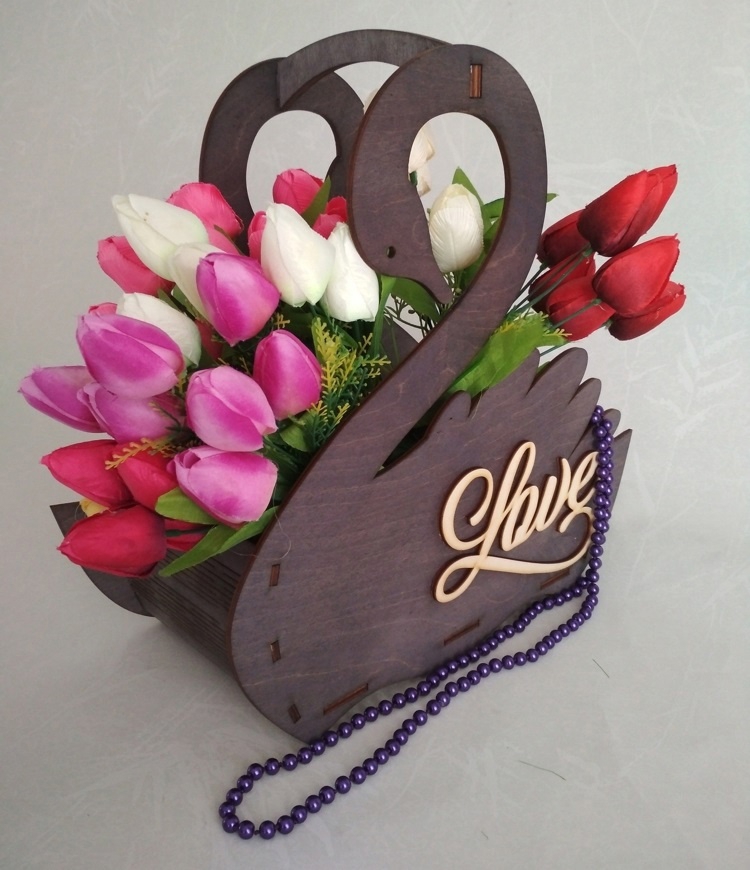 طرح جعبه گل طرح قو مناسب برای استفاده در دستگاه های cnc چوب و cnc لیزر - laser cut swan planter flower box cdr file