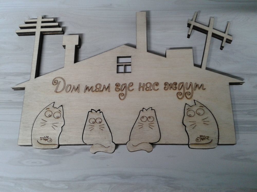 طرح جاکلیدی ۴ گربه مناسب برای استفاده در دستگاه های cnc چوب و cnc لیزر - laser cut key hanger 4 cats cdr file