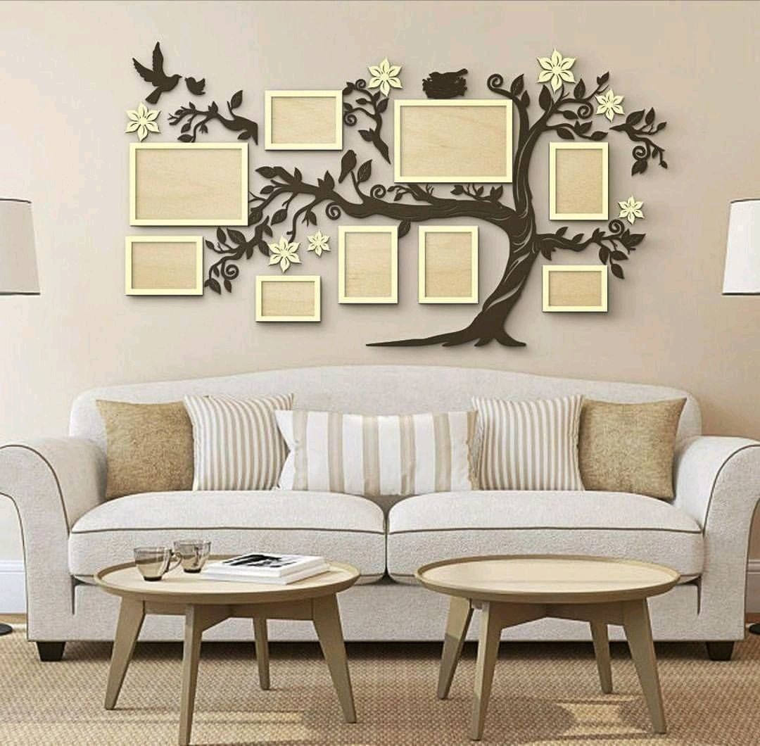 طرح شجره نامه خانوادگی با قاب عکس مناسب برای استفاده در دستگاه های cnc چوب و cnc لیزر - laser cut family tree with photo frames cdr file