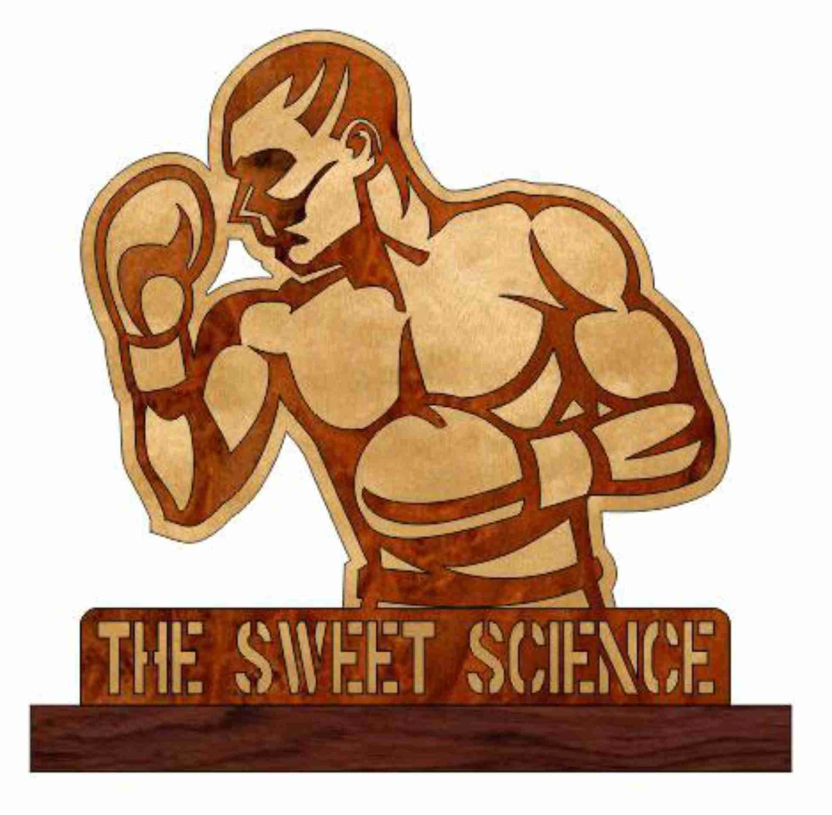 طرح تندیس چوبی بوکس مناسب برای استفاده در دستگاه های cnc چوب و cnc لیزر - laser cut boxing wooden trophy cdr file