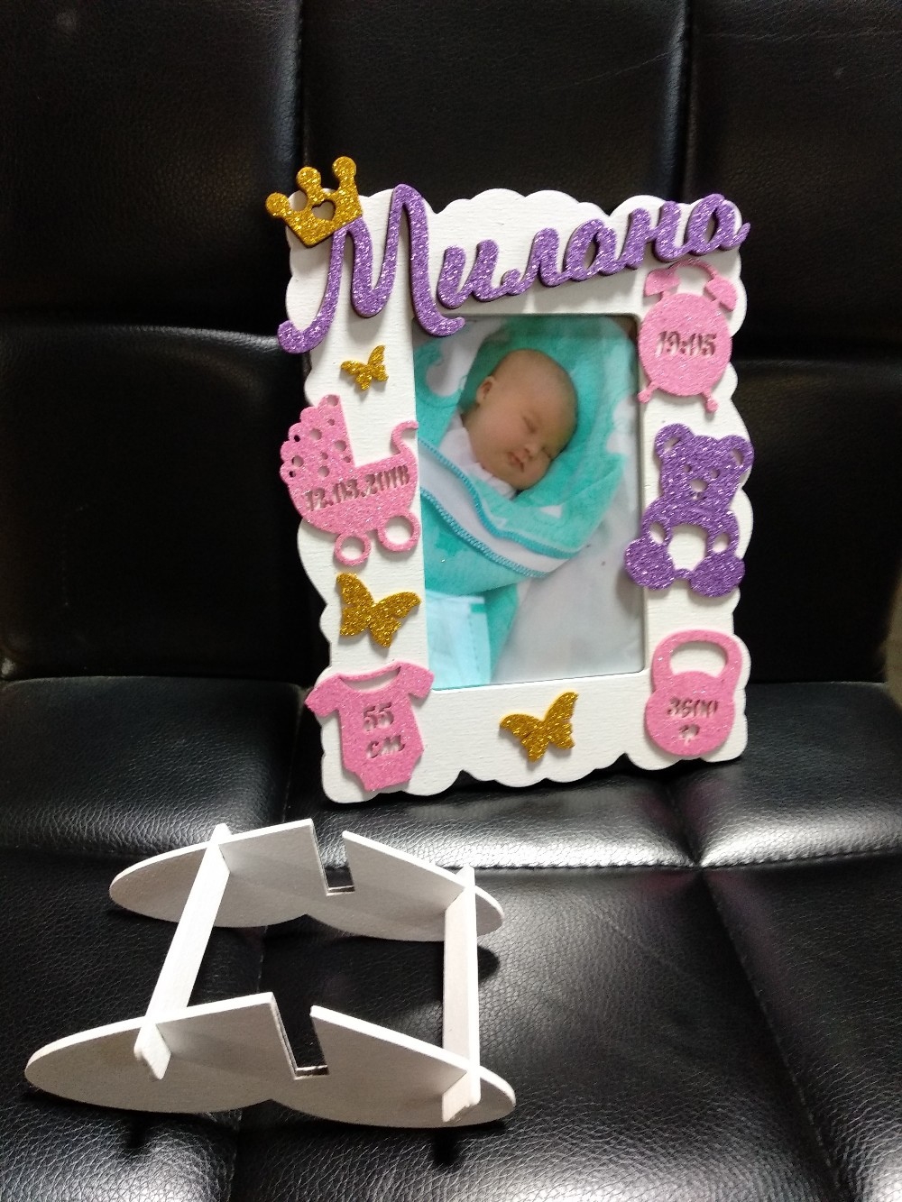 طرح قاب عکس تولد کودک مناسب برای استفاده در دستگاه های cnc چوب و cnc لیزر - laser cut child birth metrics photo frame cdr file