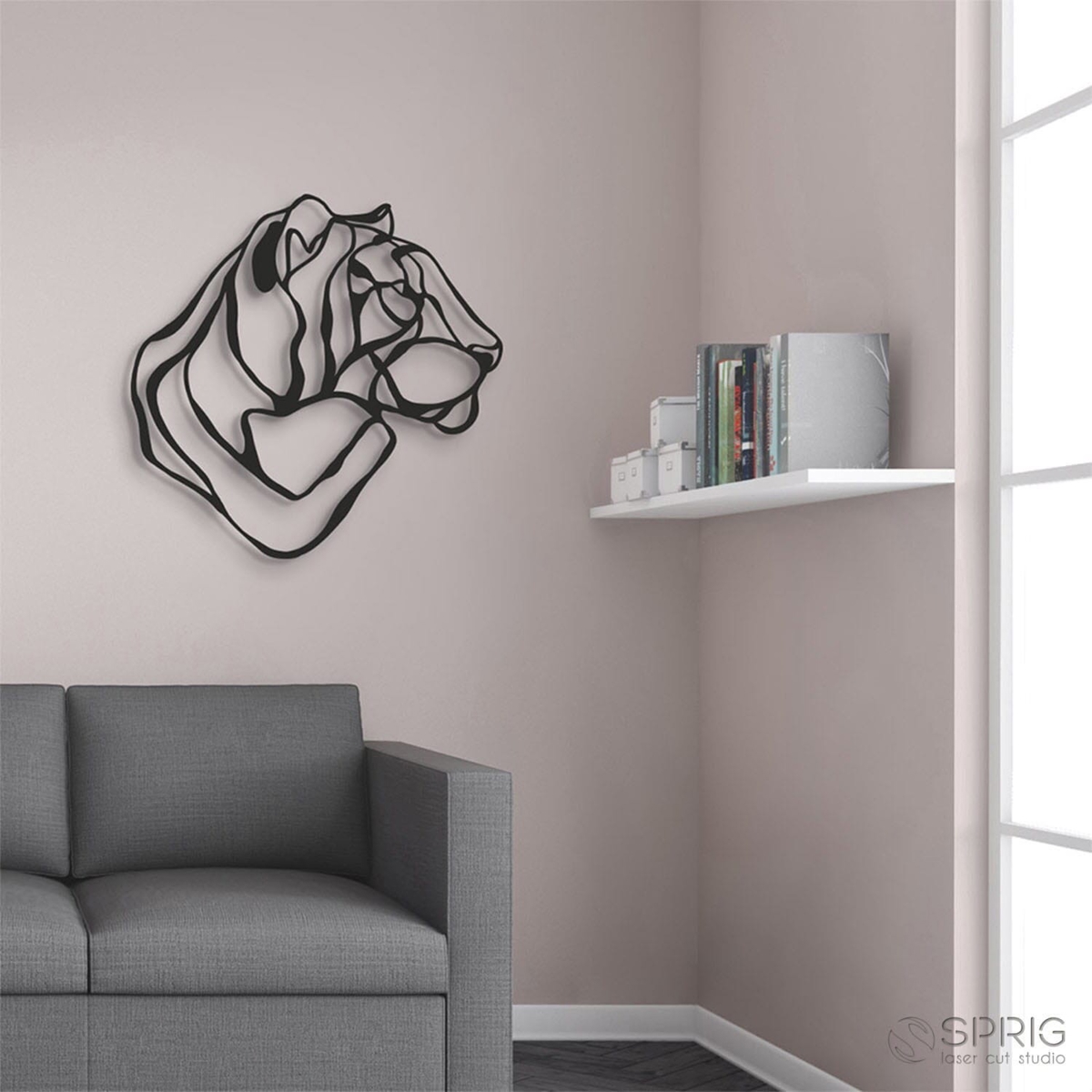 طرح حکاکی لیزری ببر روی دیوار مناسب برای استفاده در دستگاه های cnc چوب و cnc لیزر - laser cut tiger decor wall art cdr file