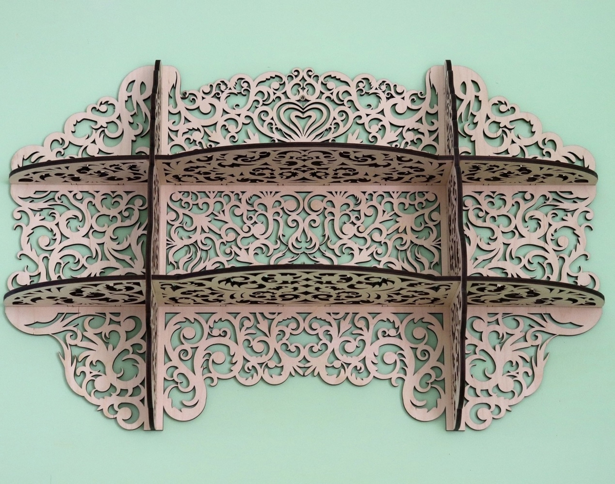 طرح قفسه دیواری چوبی طرح روستایی برای دکوراسیون منزل مناسب برای استفاده در دستگاه های cnc چوب و cnc لیزر - laser cut rustic wall shelf home decor cutout wood wall shelf cdr file