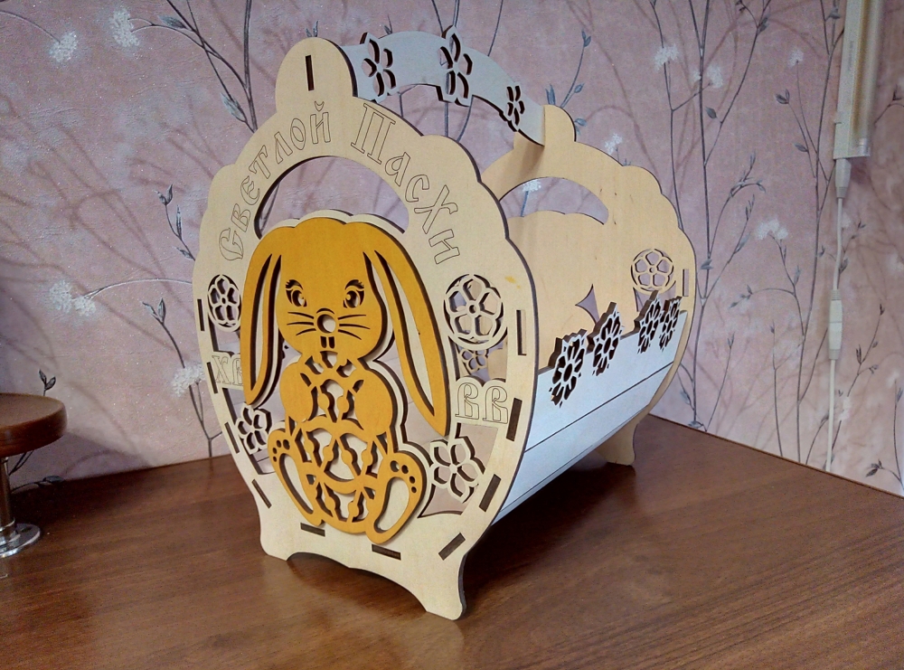 طرح سبد با طرح خرگوش مناسب برای استفاده در دستگاه های cnc چوب و cnc لیزر - laser cut basket with bunny cdr file