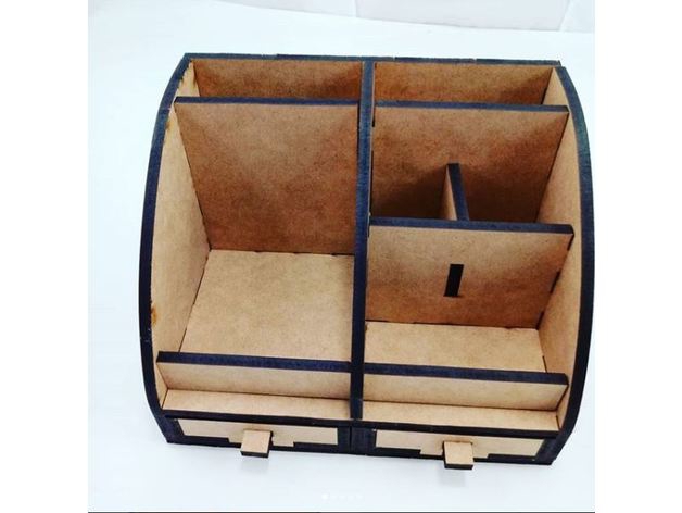 طرح جعبه کادو مناسب برای استفاده در دستگاه های cnc چوب و cnc لیزر - laser cut desktop storage organizer cdr file