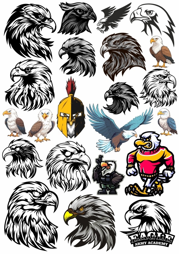 طرح مجموعه وکتورهای عقاب مناسب برای استفاده در دستگاه های cnc چوب و cnc لیزر - eagles vectors set cdr file