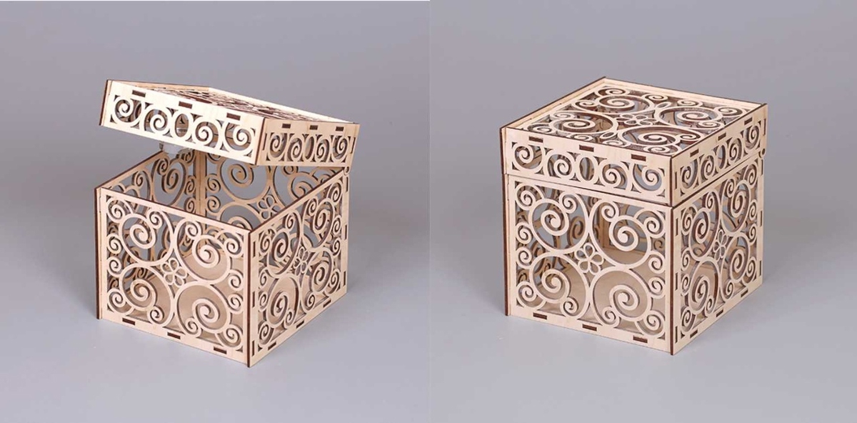 طرح جعبه تزئینی درب دار مناسب برای استفاده در دستگاه های cnc چوب و cnc لیزر - laser cut decorative box with lid cdr file