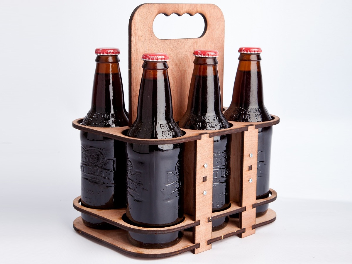 طرح جاکارتی چوبی شش تایی مناسب برای استفاده در دستگاه های cnc چوب و cnc لیزر - laser cut wooden six pack holder cdr file