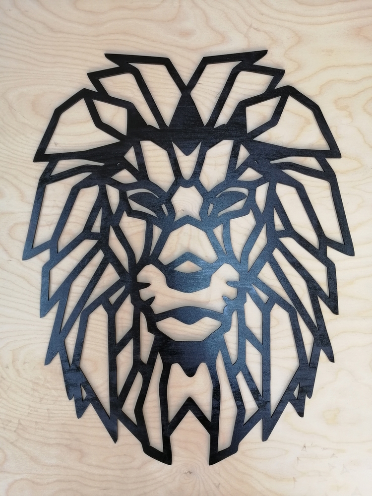 طرح مجسمه شیر چندضلعی طرح دار دیواری مناسب برای استفاده در دستگاه های cnc چوب و cnc لیزر - laser cut lion polygon art wall decor wall art decor 3d sculpture dxf file