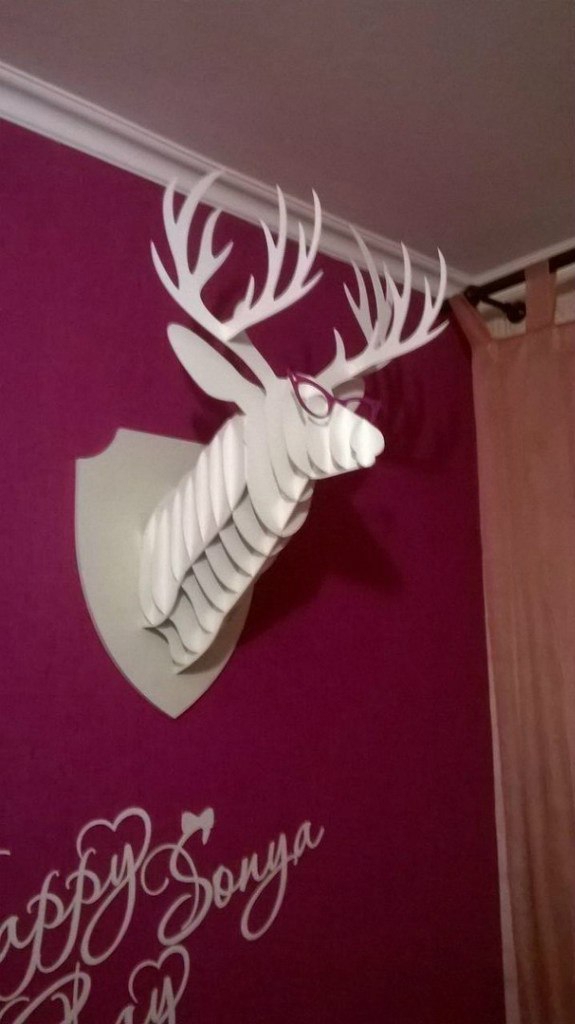 طرح سر گوزن طرح تروفی مناسب برای استفاده در دستگاه های cnc چوب و cnc لیزر - trophy deer head laser cut cdr file