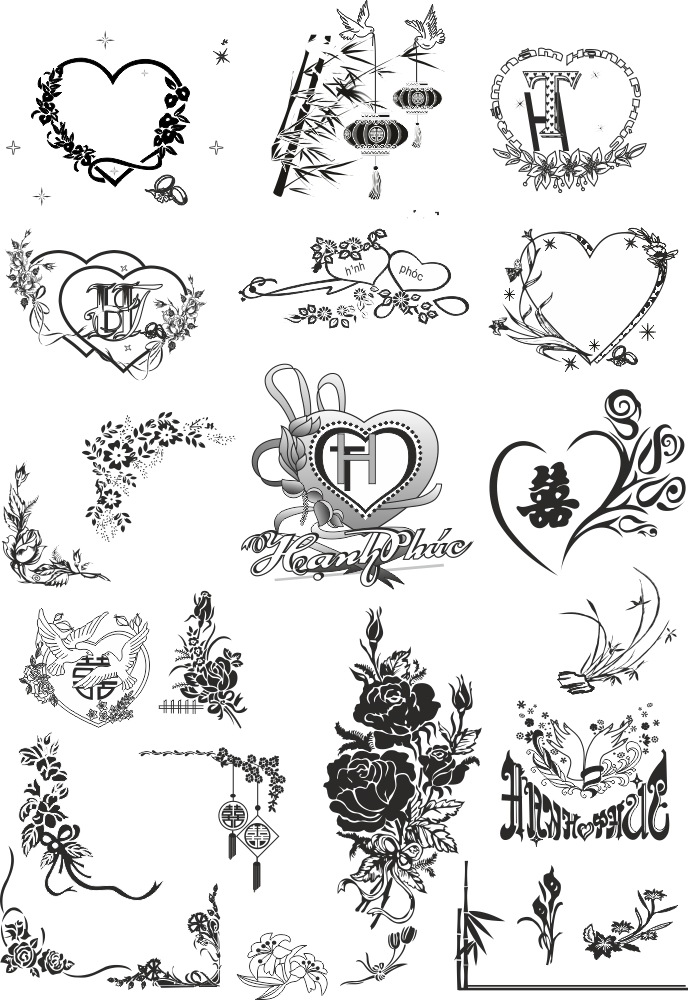 طرح وکتور قلب تزئینی مناسب برای استفاده در دستگاه های cnc چوب و cnc لیزر - decorative heart vectors cdr file