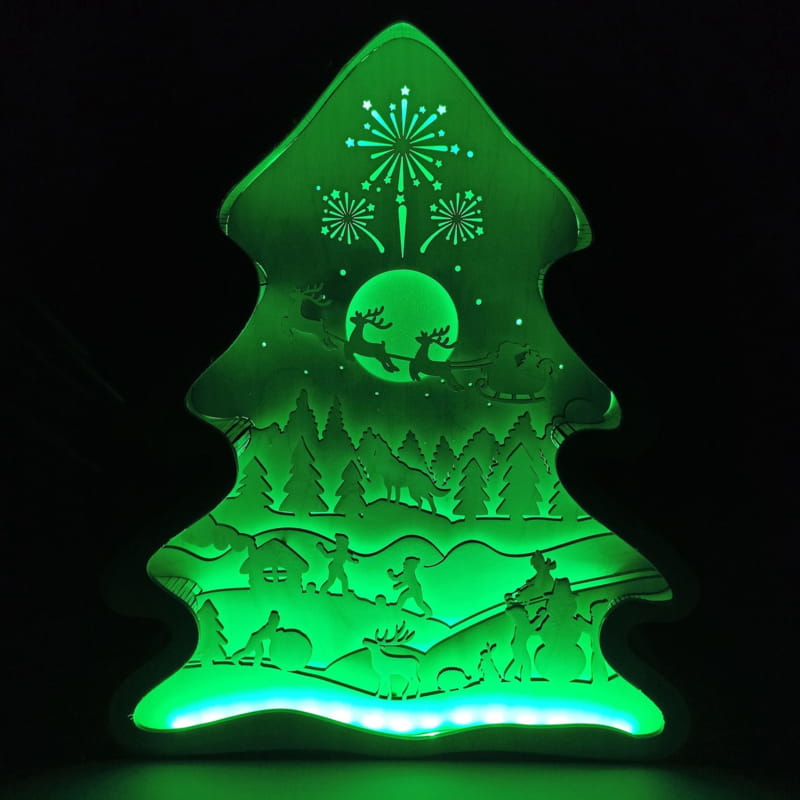 طرح جعبه چراغ کریسمس مناسب برای استفاده در دستگاه های cnc چوب و cnc لیزر - laser cut christmas light box cdr file