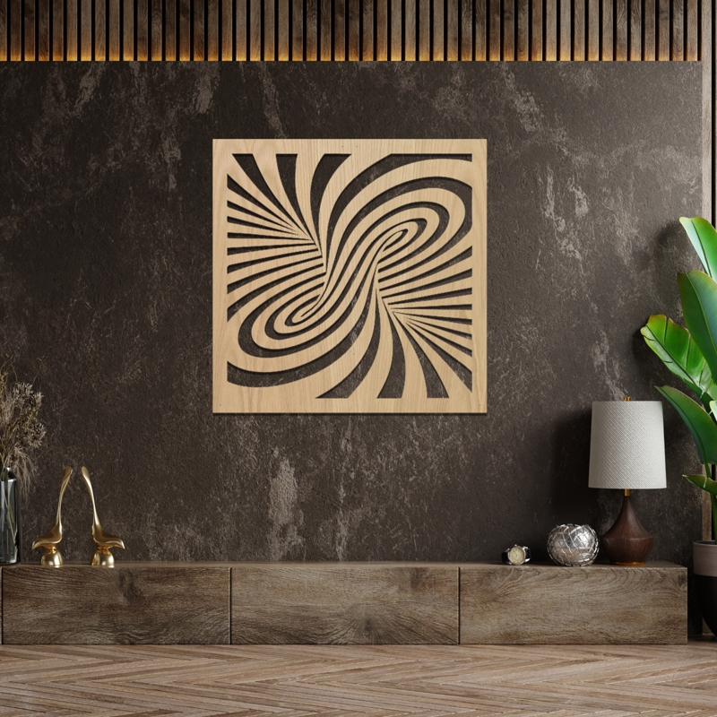 طرح خطای دید مدرن برای دیوار مناسب برای استفاده در دستگاه های cnc چوب و cnc لیزر - laser cut optical illusion modern wall decor cdr file