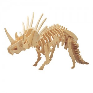 طرح پازل سه بعدی استیراکوسوروس مناسب برای استفاده در دستگاه های cnc چوب و cnc لیزر - styracosaurus 3d puzzle dxf file