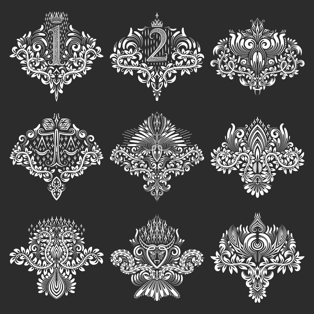 طرح مجموعه المان های تزئینی مناسب برای استفاده در دستگاه های cnc چوب و cnc لیزر - set of ornamental elements eps file