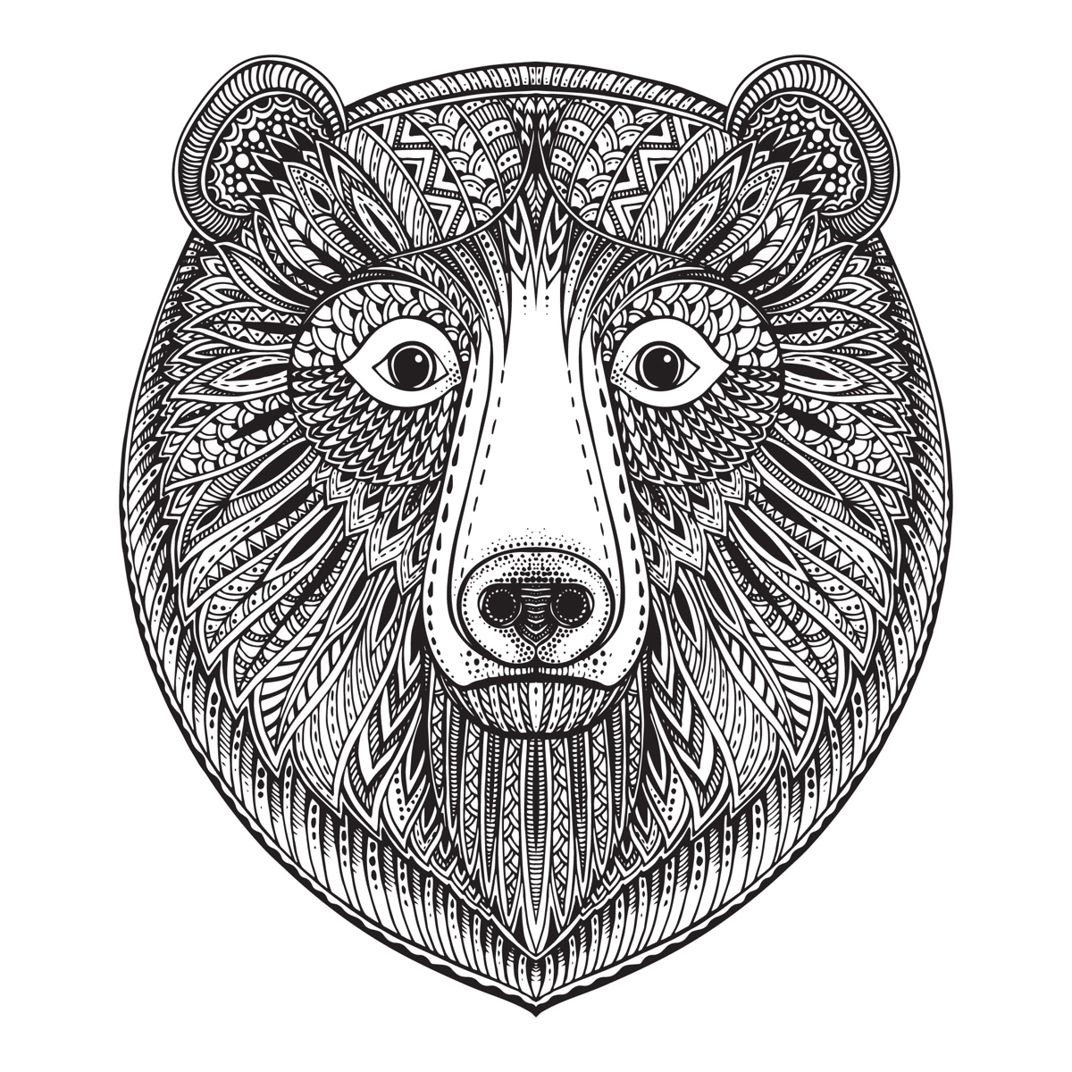 طرح خرس ذن تانگل مناسب برای استفاده در دستگاه های cnc چوب و cnc لیزر - zentangle bear eps file