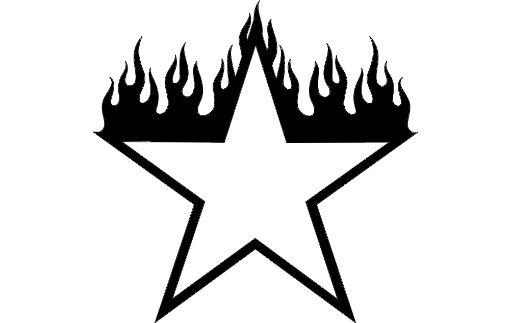 طرح ستاره در حال سوختن مناسب برای استفاده در دستگاه های cnc چوب و cnc لیزر - burning star design dxf file